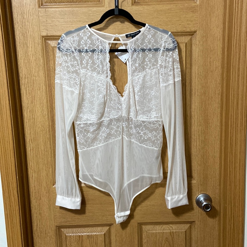 INC International Concepts White Lace Bodysuit